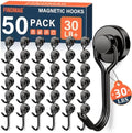 FINDMAG 50 Pack Black Magnet Hooks, 30LB+ Magnetic Hooks by FINDMAG