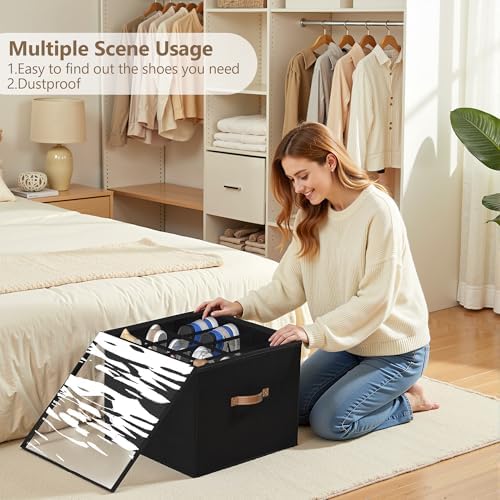 Vincona Shoe Organizer for Closet, 2 Pack Foldable Shoe Storage Bins - Image 6