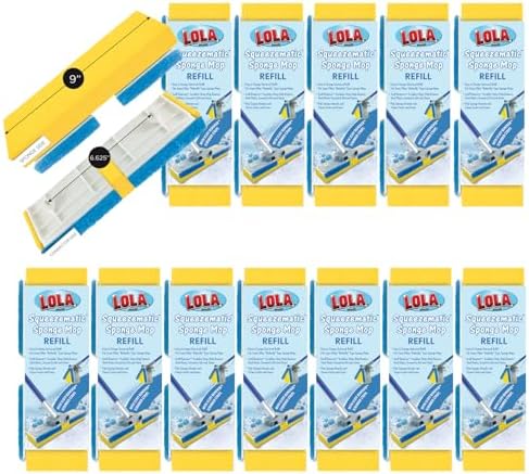 LOLA Squeeze Matic Butterfly Sponge Mop Refill, 12 Pack Replacement Head by LolaProducts