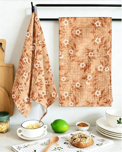 Miss Adola 370GSM Cotton Waffle Kitchen Towels, Rustic Flower - Image 5