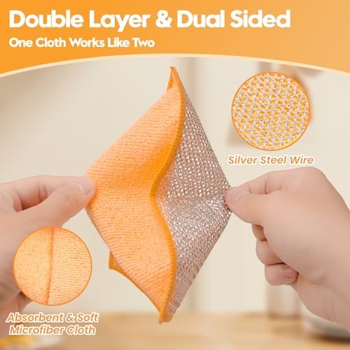 Wire Dishwashing Rags, Dual-Sided Metal Dish Cloths, 16 Pack - Image 3