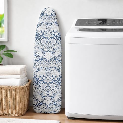 Ironing Board Cover and Pad, Thick Scorch Resistant Padding Blue Bird Flowers - Image 7