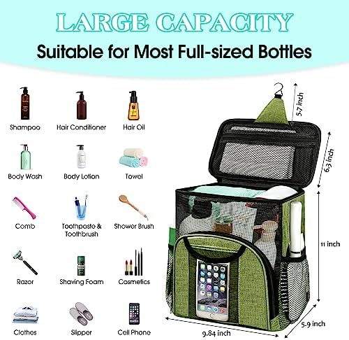 Attmu Portable Shower Caddy College Tote Bag, Quick Dry Hanging Toiletry Bag - Image 2