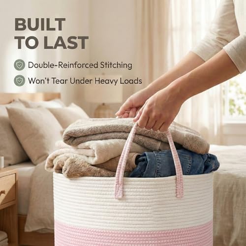 JMvicyroam 115L Extra Large Machine Washable Cotton Rope Blanket Basket - Image 6