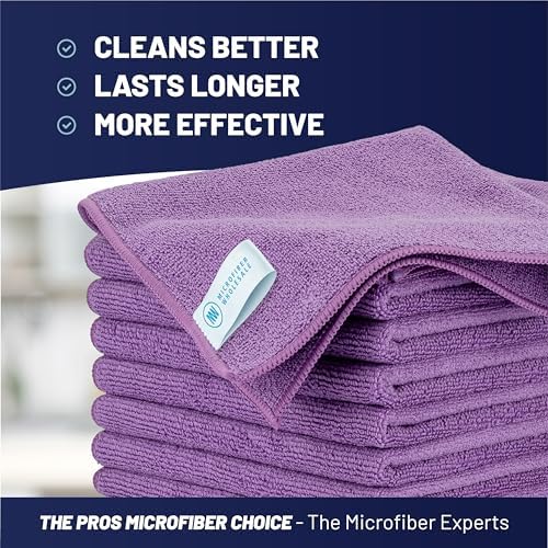 MW Pro Microfiber Cleaning Cloth | Purple | 12 Pack | 16” x 16” | All Purpose - Image 2