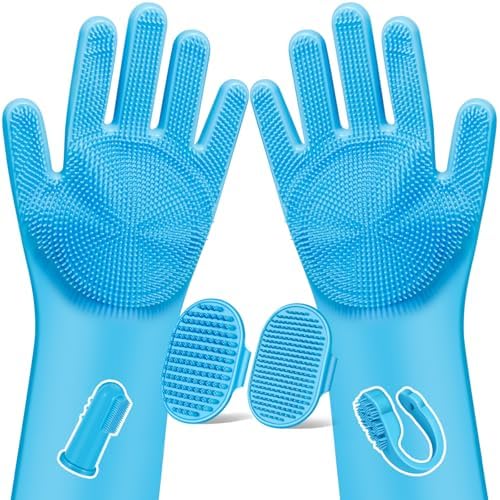 6PCS Grooming & Bath Supplies for Dogs, Cats | Dog Washing Gloves | Dog Bath by Augwind
