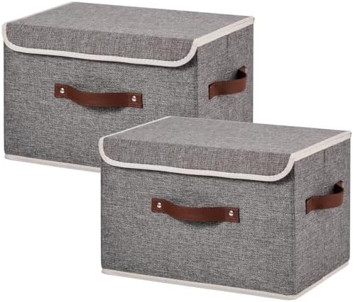 2PCS Storage Bins Boxes with Lids Decorative Fabric Baskets by Unknown