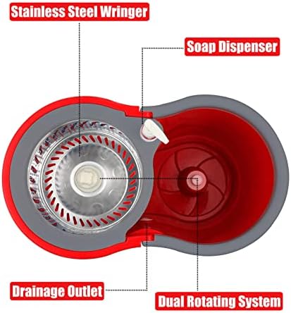 Spin Mop and Bucket with Wringer Set, 3 Mop Heads - Image 5