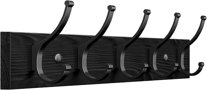 Optish 1 Pack Wooden Coat Rack Wall Mount, 16.1" Rustic Coat Hanger Hooks Wall by Optish