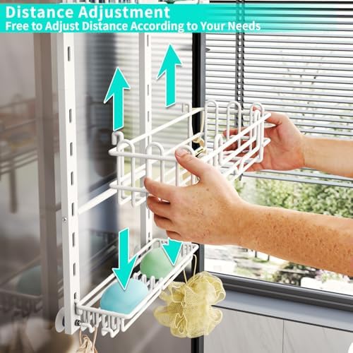 HapiRm 3 Tier Over the Door Shower Caddy, Hanging Shower Caddy - Image 2