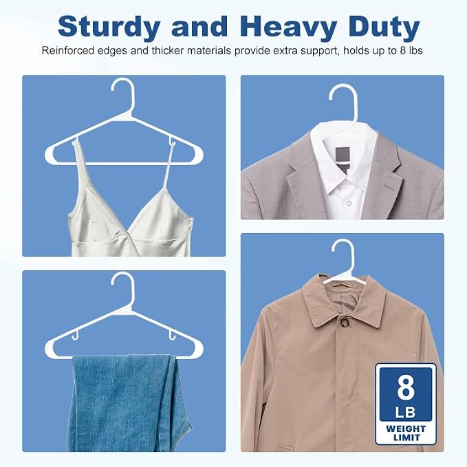 HOUSE DAY White Plastic Hangers 500 Pack, Slim Space-Saving Clothes Hangers | - Image 5