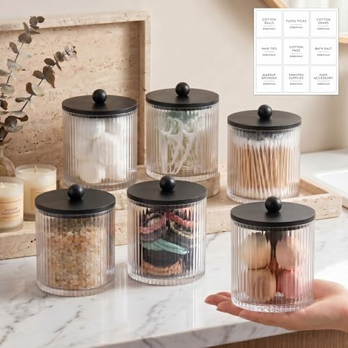 6 Pcs Plastic Holder Dispenser Bathroom Jars by Yaomiao