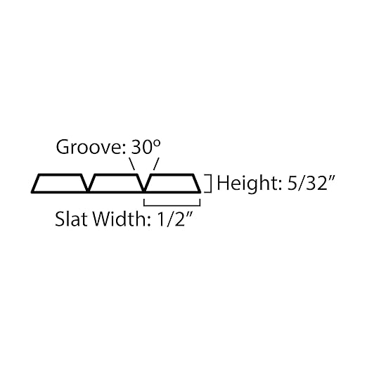 Outwater 4ft Wide x 8ft High x 5/32in Thick Unfinished Red Oak Veneer Decorative Wall Tambour Panel with 1/2in 30-Degree Groove Slats – Flexible, Customizable, and Easy-to-Install