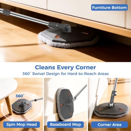 Spin Mop and Bucket Set with Wringer, Floor Mop System - Image 6