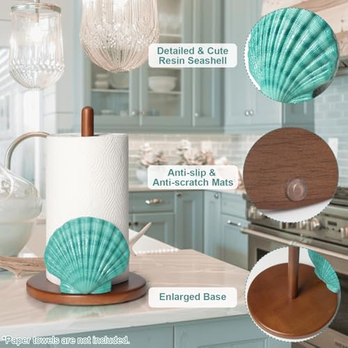 Seashell Paper Towel Holder Decorative Coastal Beach Kitchen Decor Beachy - Image 4