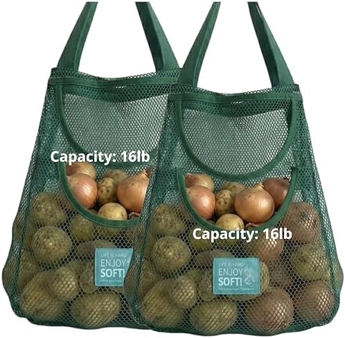 Durable Hanging Mesh Bags for Fruit & Vegetables. Reusable, Breathable Storage by TAMALL