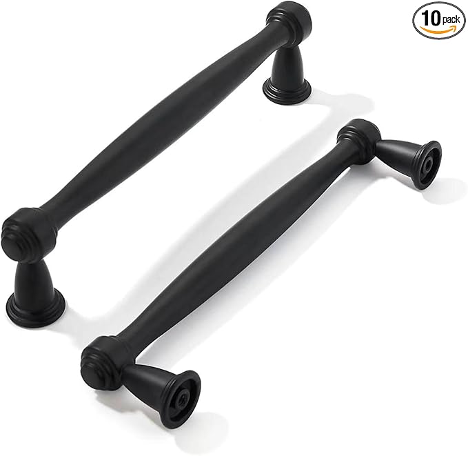 khtumeware 10 Pack 3-3/4 Inch(96mm) Black Cabinet Pulls Black Kitchen Matte Black Cabinet Handles Kitchen Cabinet Hardware for Cupboard Drawer Handles Dresser Pulls