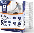 12 Pack 12 x 9 ft Extra Large Plastic Drop Cloth by Ecotez
