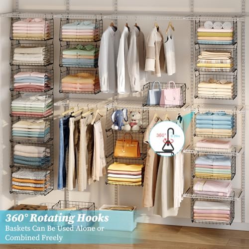 3-Pack Hanging Laundry Room Organizaton：Foldable Laundry Basket Wire Basket - Image 4