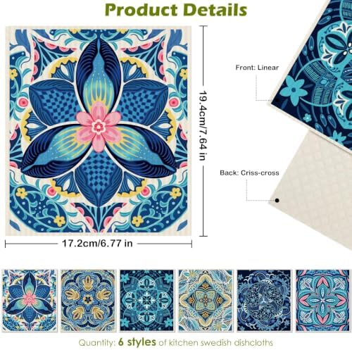 6 Pcs Swedish Paper Cloths for Kitchen, Reusable Paper Towels Washable - Image 2