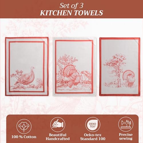 Maison d' Hermine Kitchen Towels Set of 3 Reusable 100% Cotton 27.50" x 20" - Image 2