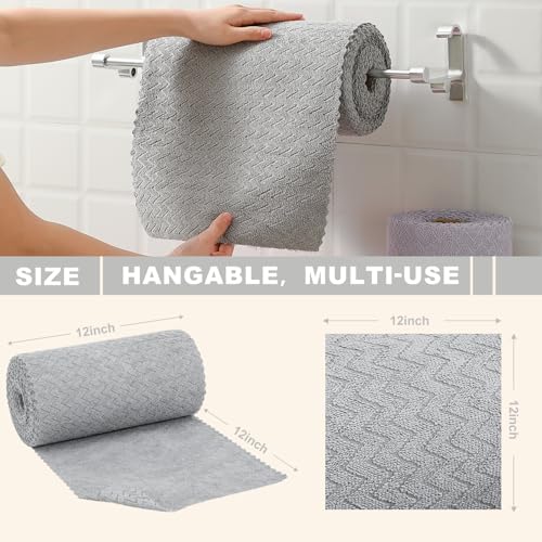 80 Pack Microfiber Cleaning Cloth Roll Reusable Paper Towels 12"x12" Tear Away - Image 2
