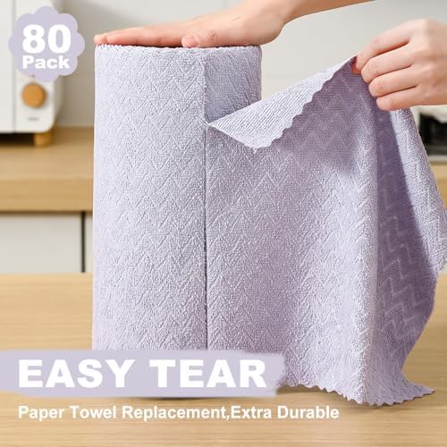 80 Pack Microfiber Cleaning Cloth Roll Reusable Paper Towels 12"x12" Tear Away - Image 3