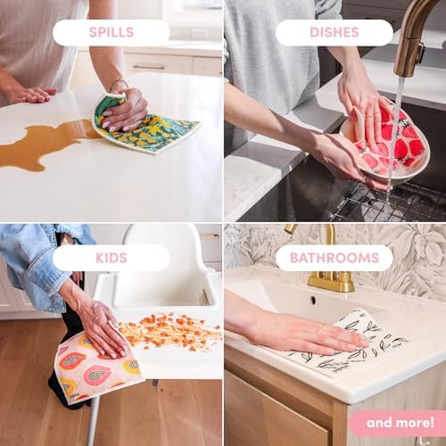 Papaya Swedish Dishcloths for Kitchen, 2 Reusable Paper Towels, 1 Hook - Image 5