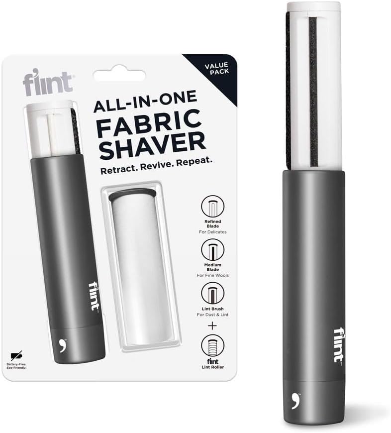 Flint All-in-One Fabric Shaver, Retractable & Travel-Friendly Fuzz Remover by Flint