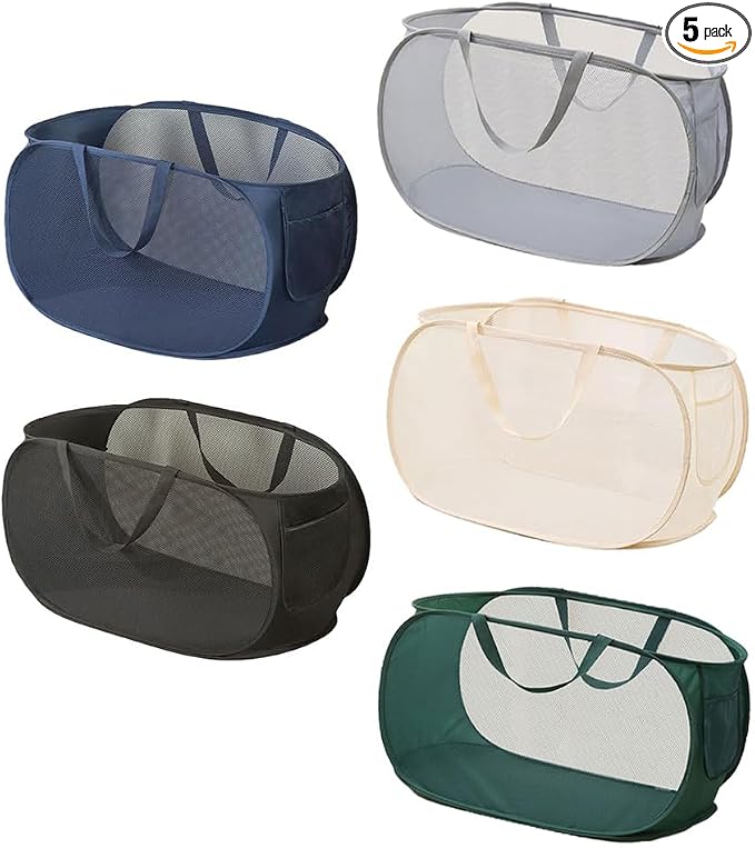 5 Pcs Collapsible Laundry Baskets, Pop-up Laundry Hamper by LATERONON