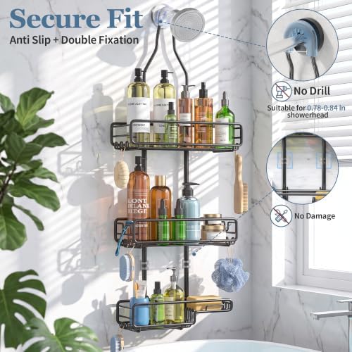 Skyapex Shower Caddy Hanging Bathroom Organizer: Over Head Adjustable Rack - Image 5