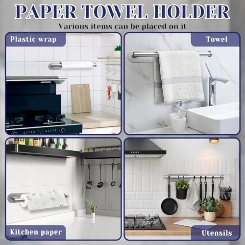 Sliver Paper Towel Holder, Self Adhesive Paper Towel Holder Under Cabinet - Image 2