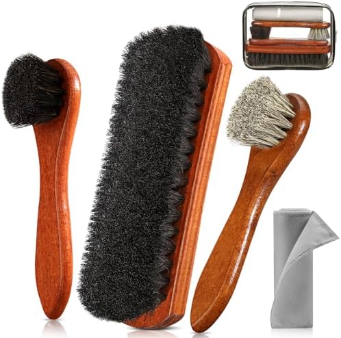 4Pcs Shoe Shine Kit, Horsehair Brush by Unknown