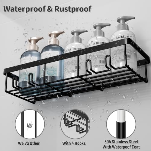 Liuoud Shower Caddy 5 Pack XL-Size Adhesive Stainless Steel Organizer - Image 3