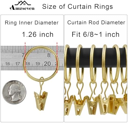 120 Pack Curtain Rings with Clips, Drapery Clips with Rings, Drapes Rings 1.26 - Image 3