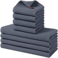 Homaxy 8 Pack 100% Cotton Kitchen Towels and Dishcloths Set, Dark Grey by Homaxy