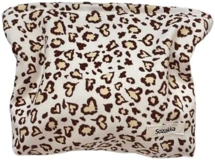 Leopard Makeup Bags for Women, Corduroy Cosmetic Pouch Large Purse by SxoSyo