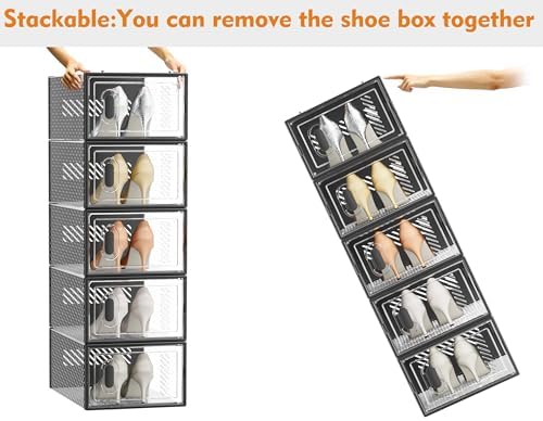 SIMPDIY Clear Shoe Storage Boxes, Stackable Shoe Organizer - Image 6