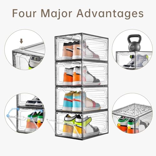 Stebopum 12 Pack Shoe Boxes Shoes Organizer, Shoe Storage Organizer Boxes - Image 3