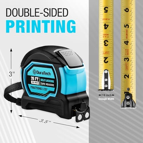 DURATECH 25FT Auto-Lock Magnetic Tape Measure, Easy Read, Double Sided - Image 3