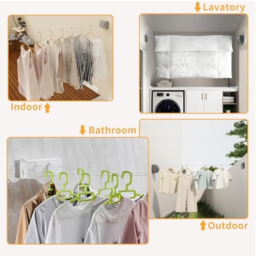 Retractable Clothesline, 16.7 Ft Stainless Wire Double Clothes Line - Image 7