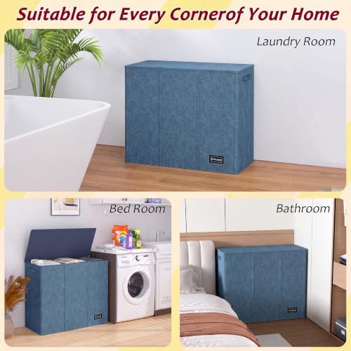 195L Laundry Hamper 3 Section, Large Laundry Hamper - Image 7