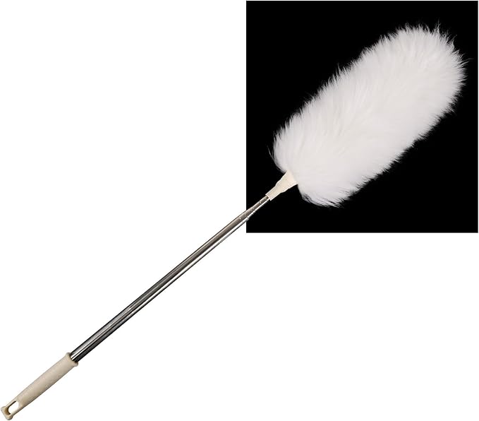 Extendable Lambswool Duster 29-110 Inch, Anti-Static Flexible Head, Stainless by FeelFunFeather