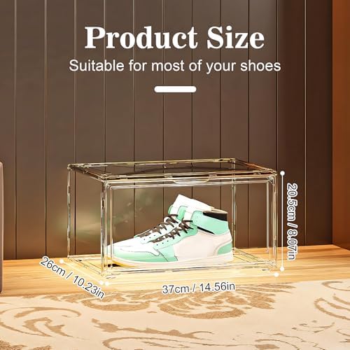 MMBABY 12 Pack Acrylic Clear Shoe Boxes– Ultra Clear Plastic Stackable Sneaker - Image 3