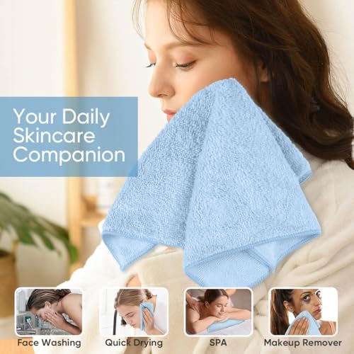 HOMEXCEL Washcloths 12PK, Ultra Soft&Highly Absorbent Face Towels, 12X12 in - Image 4