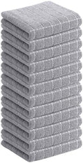 Homaxy 100% Cotton Terry Kitchen Dish Cloths, 12 Pack, Light Grey by Homaxy