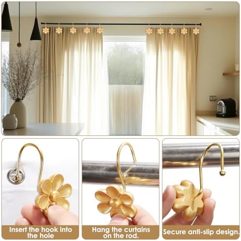 3D Floral Shower Curtain Hooks, Living Room Fun Home Decor - Image 6
