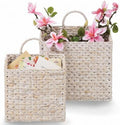 84ECO Set of 2 White Wicker Hanging Baskets by 84ECO