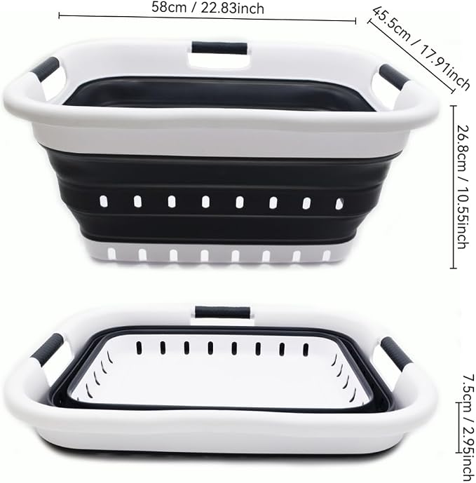SAMMART 41L Set of 2 Collapsible 3 Handled Plastic Laundry Basket-Foldable Pop - Image 5