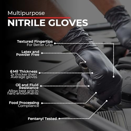 London Labs Heavy Duty 6 Mil Black Nitrile Gloves - Image 5
